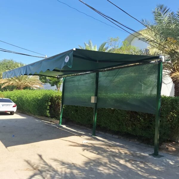 سایبان برقی در اهواز با سازه مقاوم برای حیاط