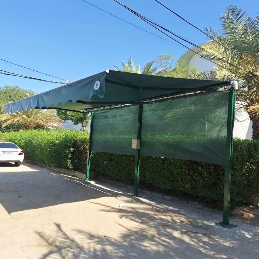 سایبان برقی در اهواز با سازه مقاوم برای حیاط