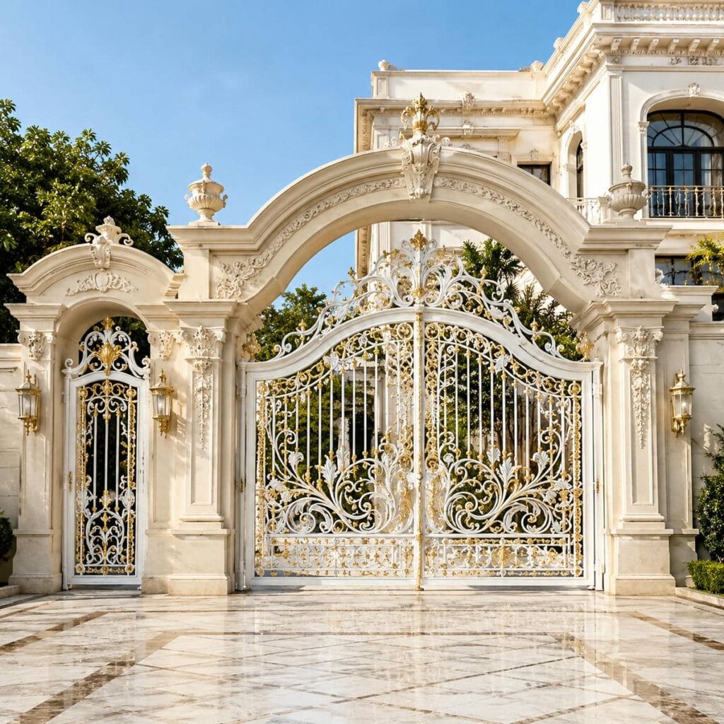 اجرای درب ویلایی طرح چوب فلزی در اهواز با مدل شیاردار