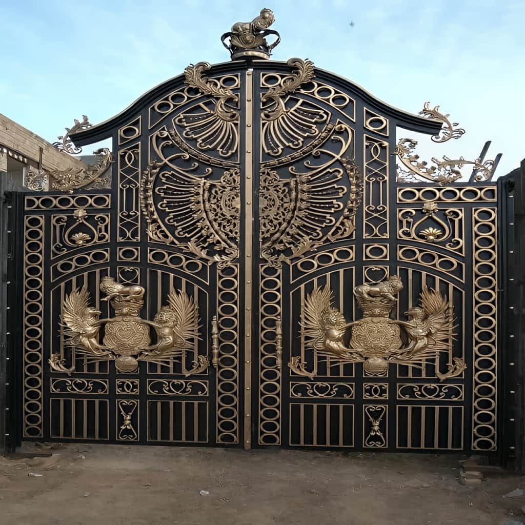 تولید درب حیاط لولایی ستون دار ترکیبی در اهواز