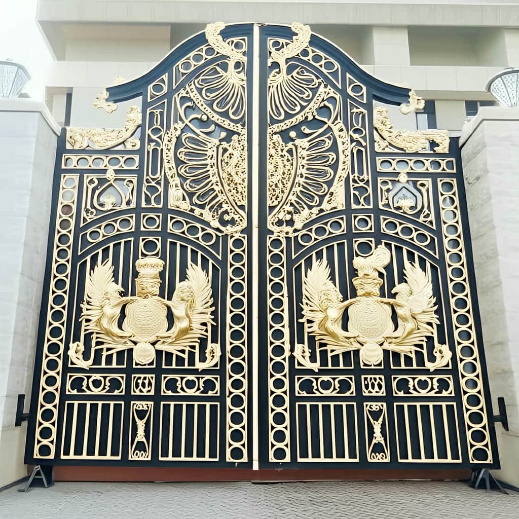 درب فلزی ویلایی CNC پنل مشبک در اهواز با طرح شبکه‌ای